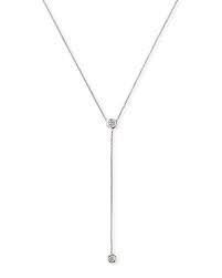 18K White Gold Diamonds By The Inch Dangle Bezel Necklace