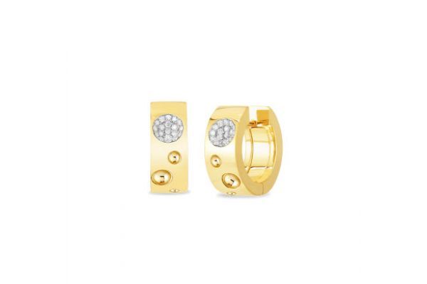 18K Yellow Gold Pois Moi Luna Small Diamond Accent Huggies