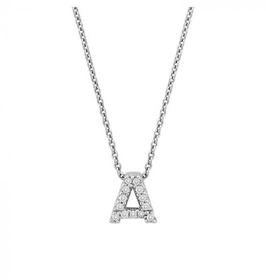 18K White Gold Tiny Treasures Diamond Love Letter "A" Necklace