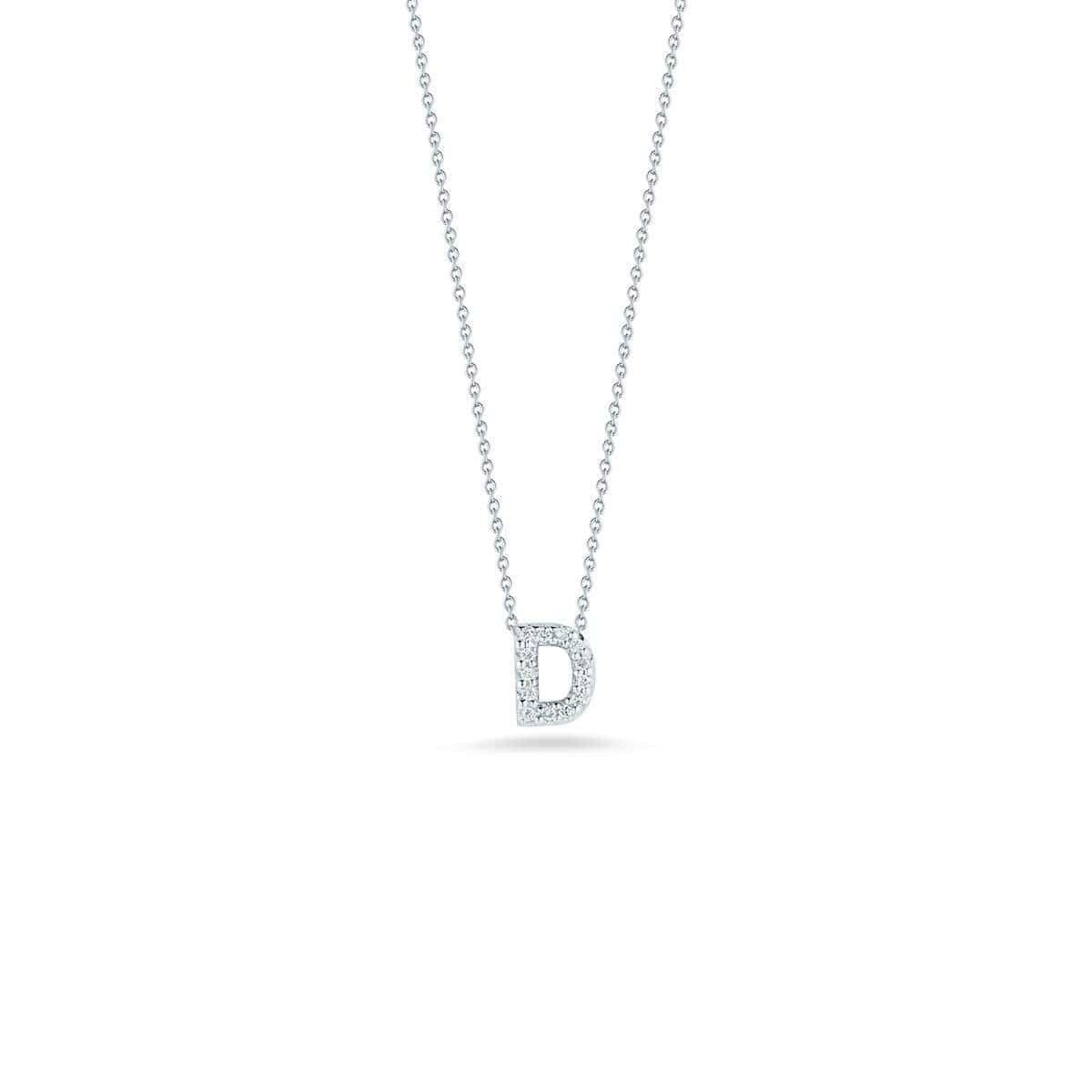 18K White Gold Tiny Treasures Diamond Love Letter "D" Necklace