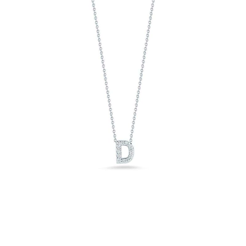18K White Gold Tiny Treasures Diamond Love Letter "D" Necklace
