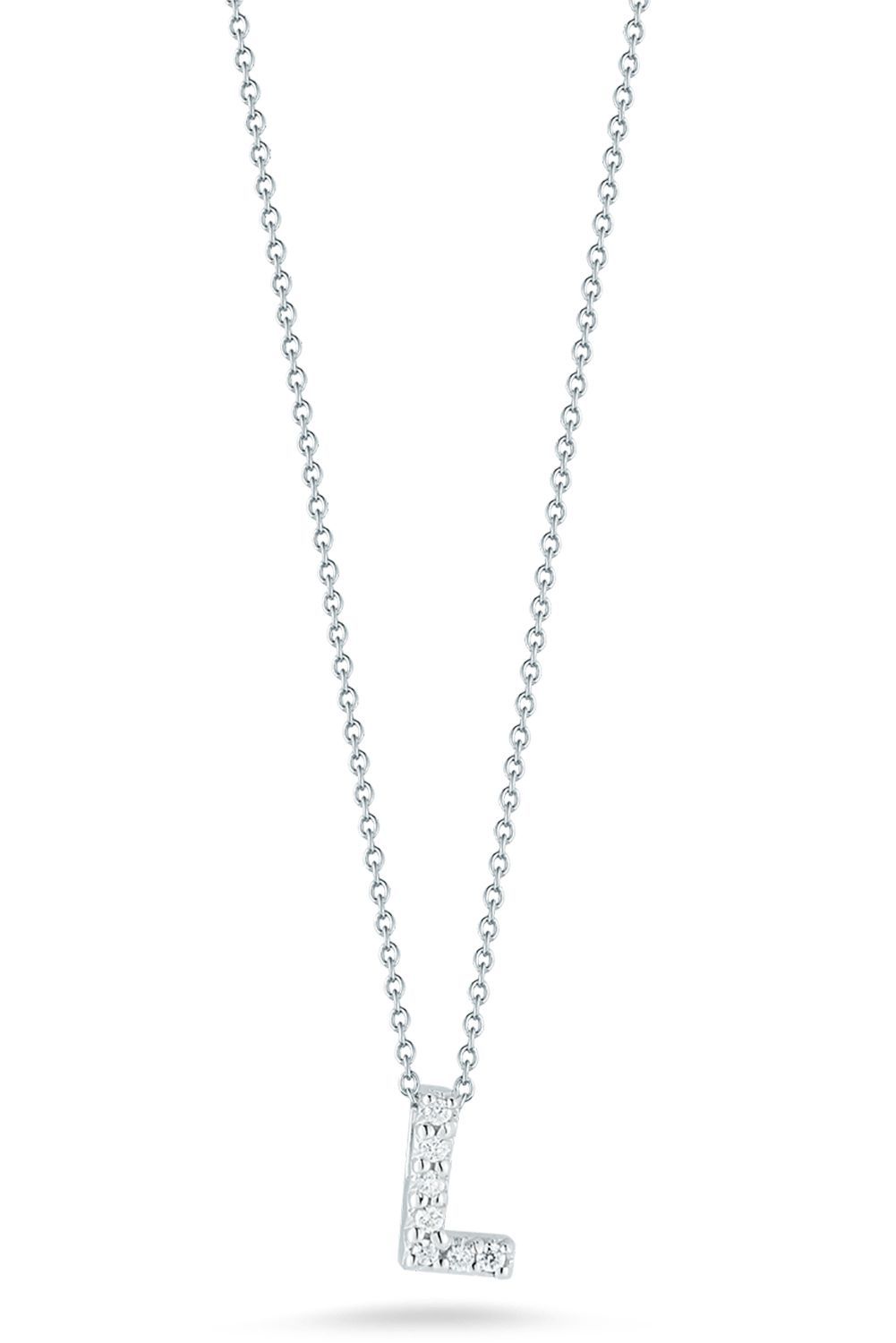 18K White Gold Tiny Treasures Diamond Love Letter "L" Necklace