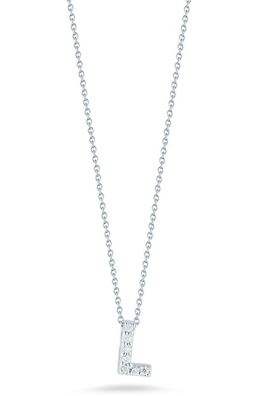 18K White Gold Tiny Treasures Diamond Love Letter "L" Necklace