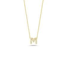 18K Yellow Gold Tiny Treasures Diamond Love Letter "M" Necklace