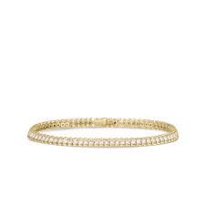 18K Yellow Gold Classic Diamond Ribbed Tennis Bracelet