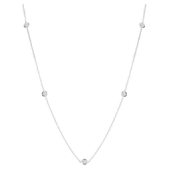 18K White Gold Diamonds By The Inch 5 Station Necklace