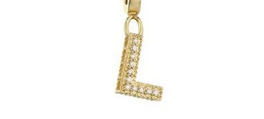 18K Yellow Gold Princess Diamond Letter 'L' Charm Necklace