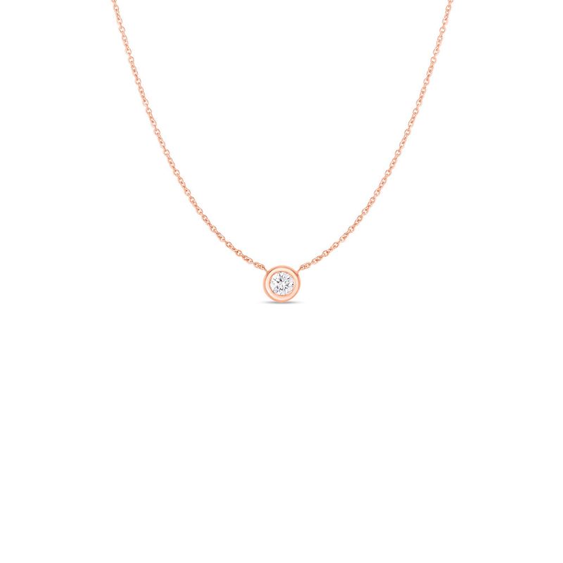18K Rose Gold Diamonds By The Inch Bezel Set Solitaire Necklace