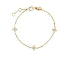 18K Yellow Gold Love In Verona 3 Station Diamond Flower Bracelet