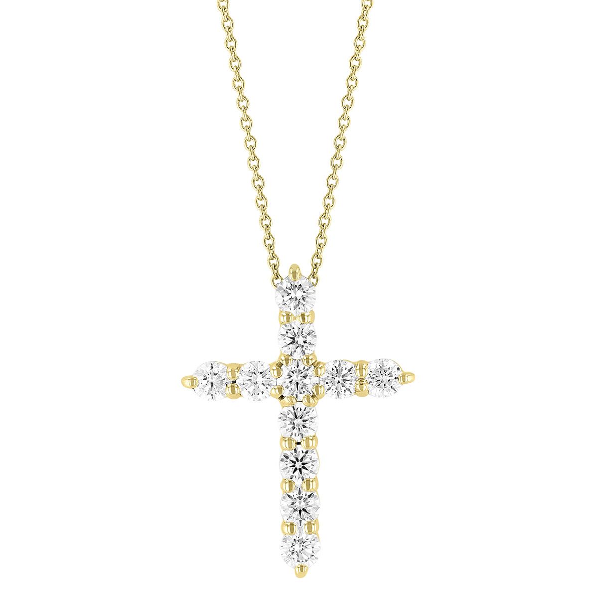 18K Yellow Gold Tiny Treasure Diamond Cross Necklace