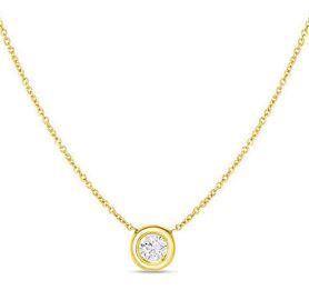 18K Yellow Gold Tiny Treasures Single Diamond Bezel Necklace