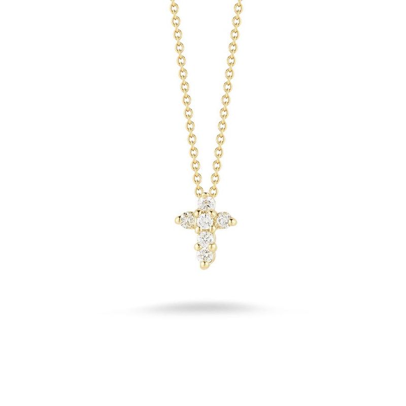 18K Yellow Gold Tiny Treasures Diamond Baby Cross Necklace