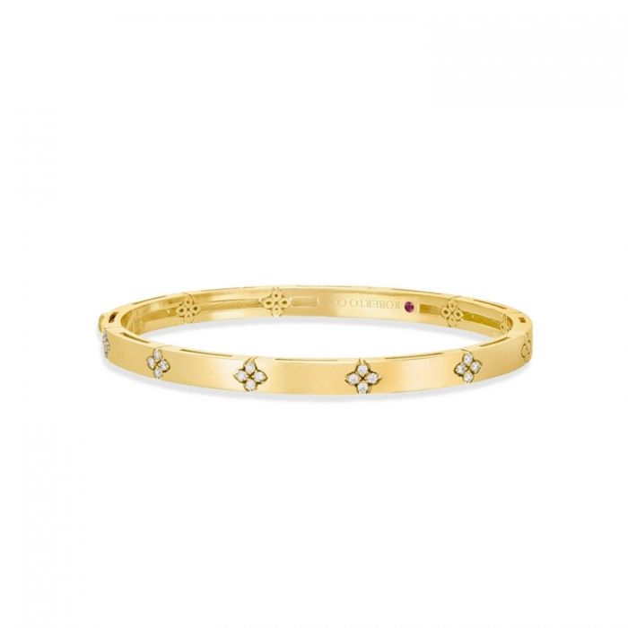 18K Rose Gold Love In Verona Narrow Width Diamond Accent Bangle