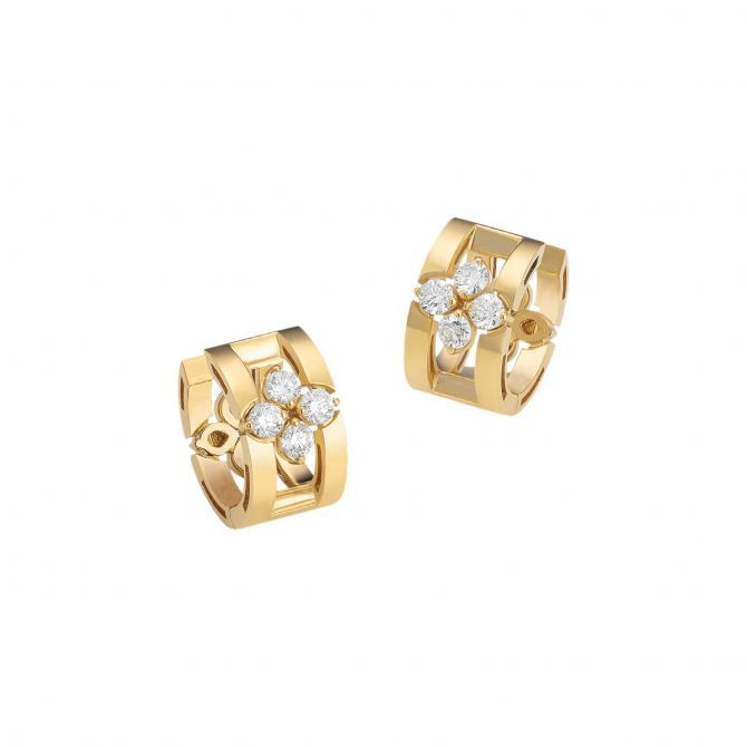 18K Yellow Gold Love In Verona Diamond Open Frame Hoop Earrings