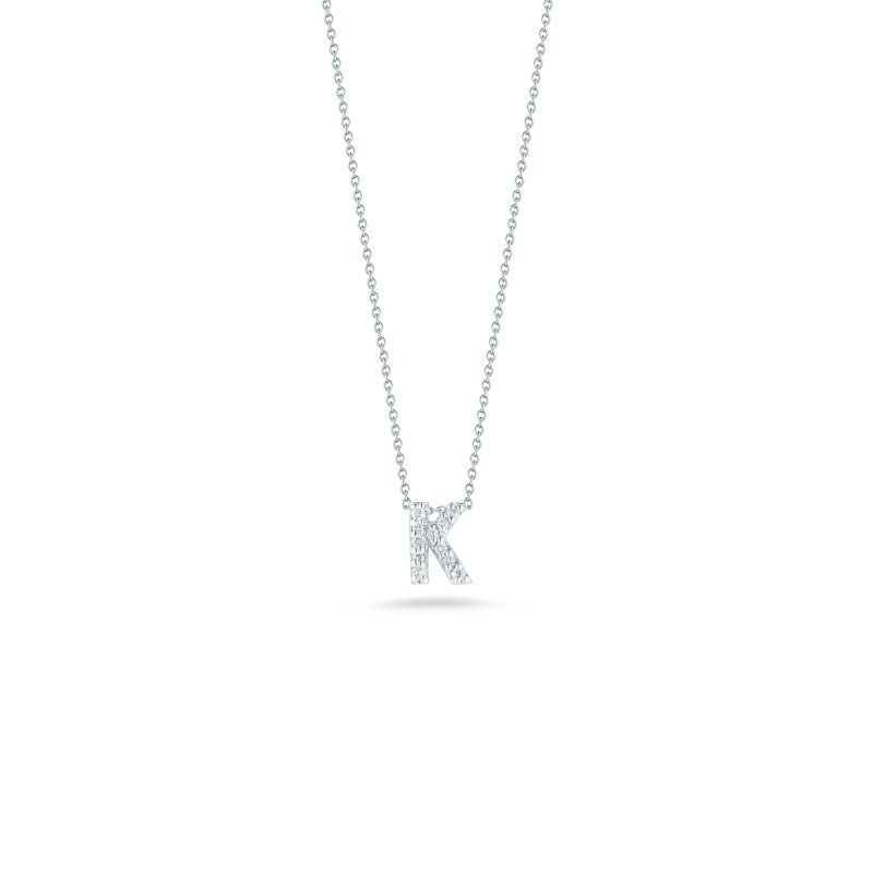 18K White Gold Tiny Treasures Diamond Love Letter "K" Necklace
