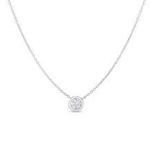 18K White Gold Tiny Treasures Single Diamond Bezel Necklace