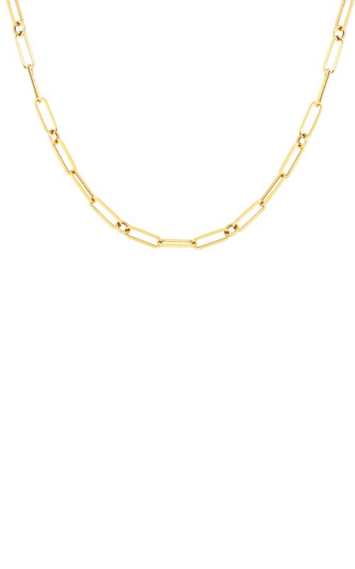 18K Yellow Designer Gold Paperclip and Round Link Chain Necklace