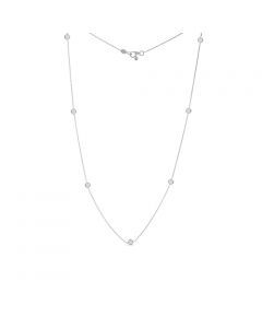 18K White Gold Diamonds By The Inch 7 Station Necklace