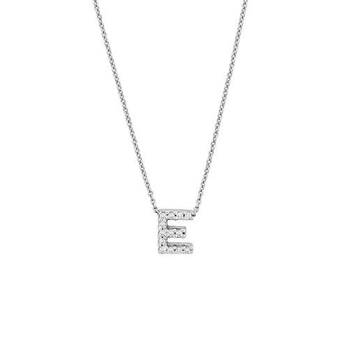 18K White Gold Tiny Treasures Diamond Love Letter "E" Necklace