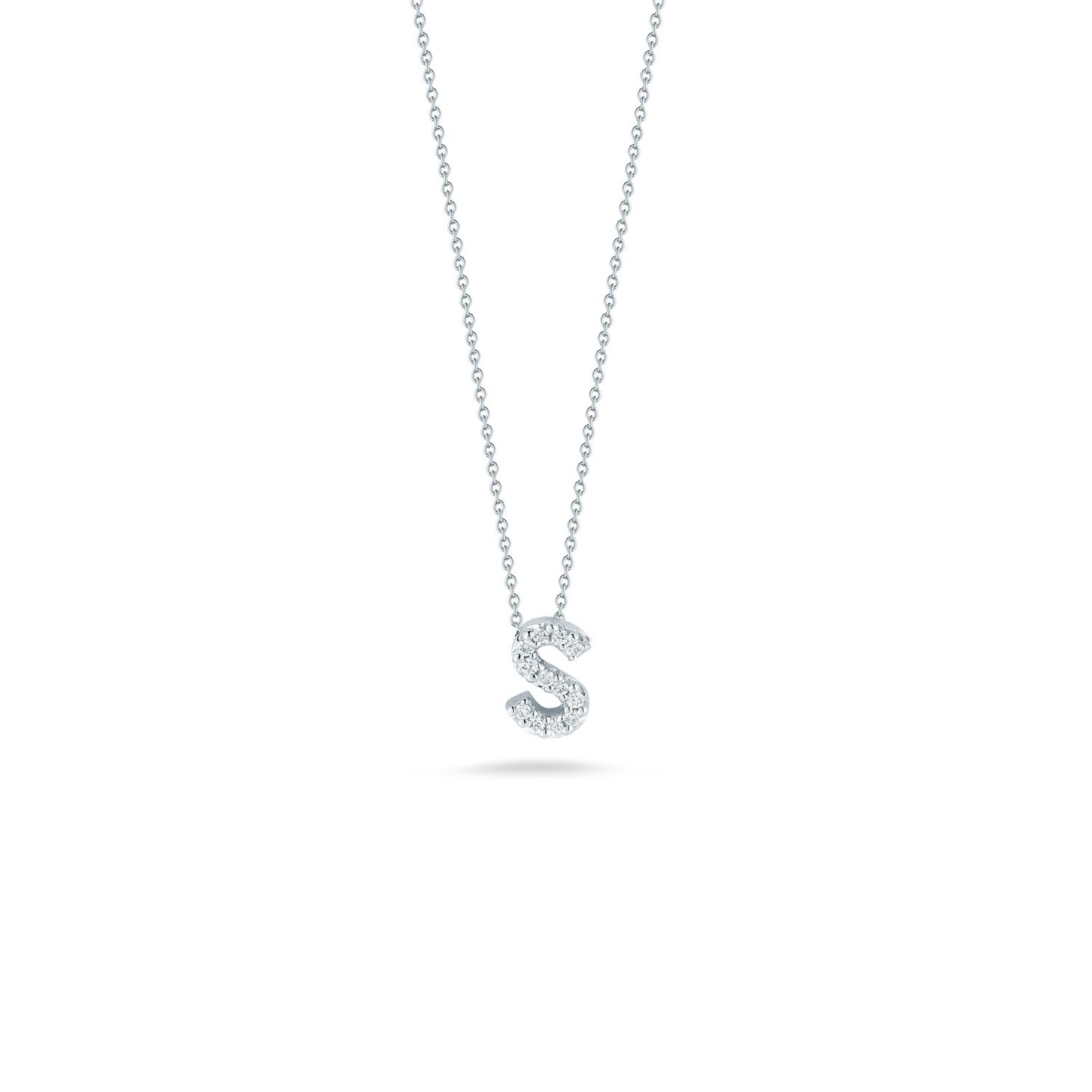 18K White Gold Tiny Treasures Diamond Love Letter "S" Necklace