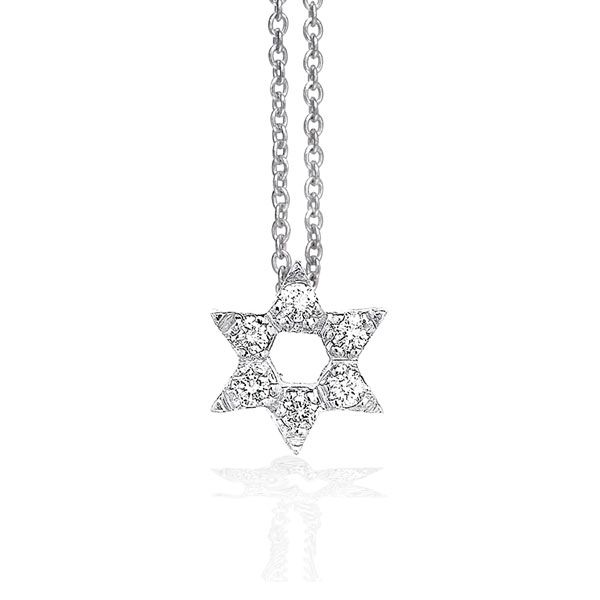18K White Gold Tiny Treasures Diamond Star Of David Necklace