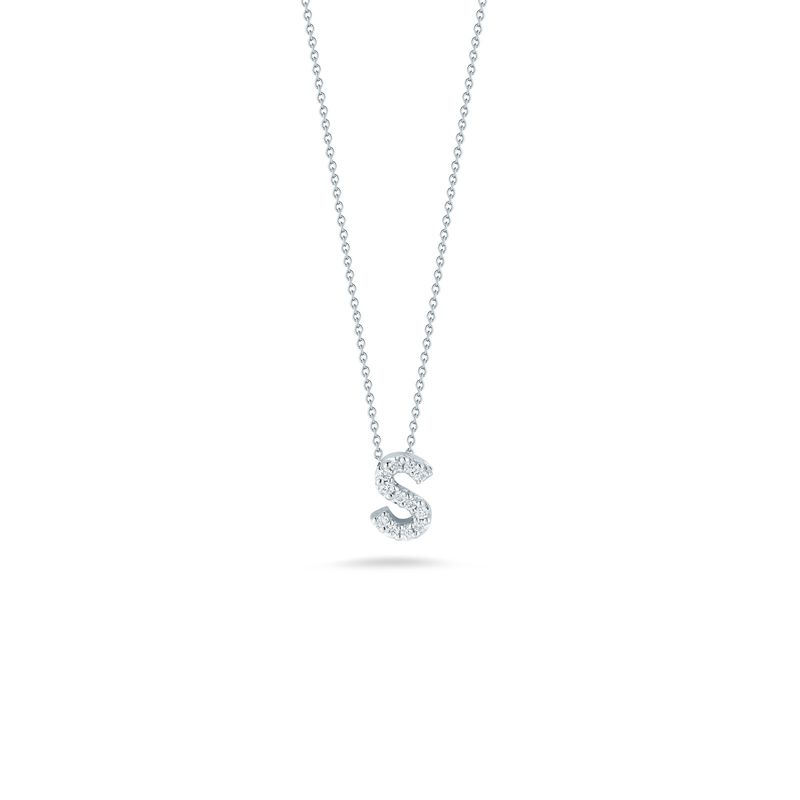18K White Gold Tiny Treasures Diamond Love Letter "S" Necklace