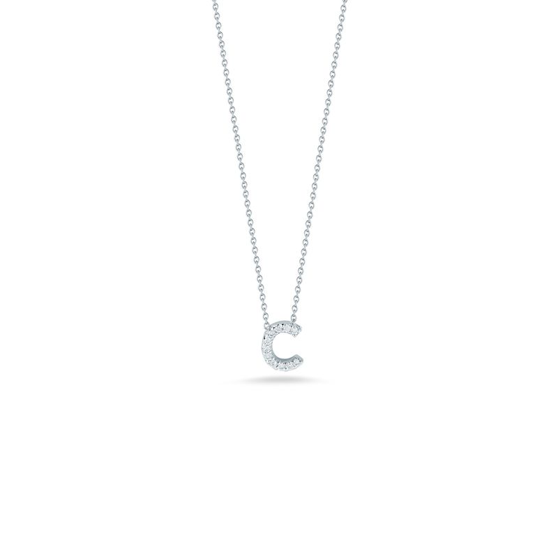18K White Gold Tiny Treasures Diamond Love Letter "C" Necklace