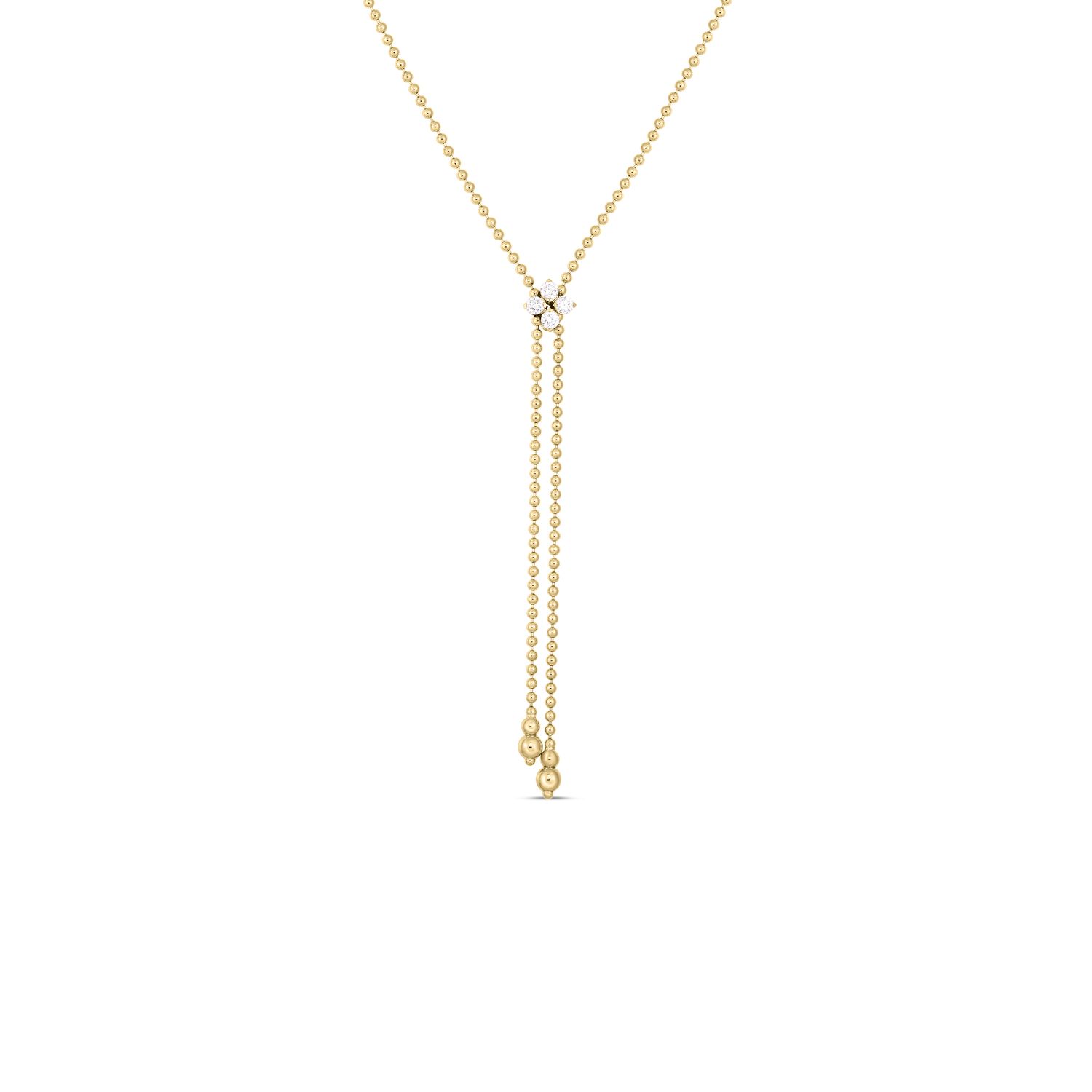 18K Yellow Gold Love In Verona Diamond Flower Lariat Necklace