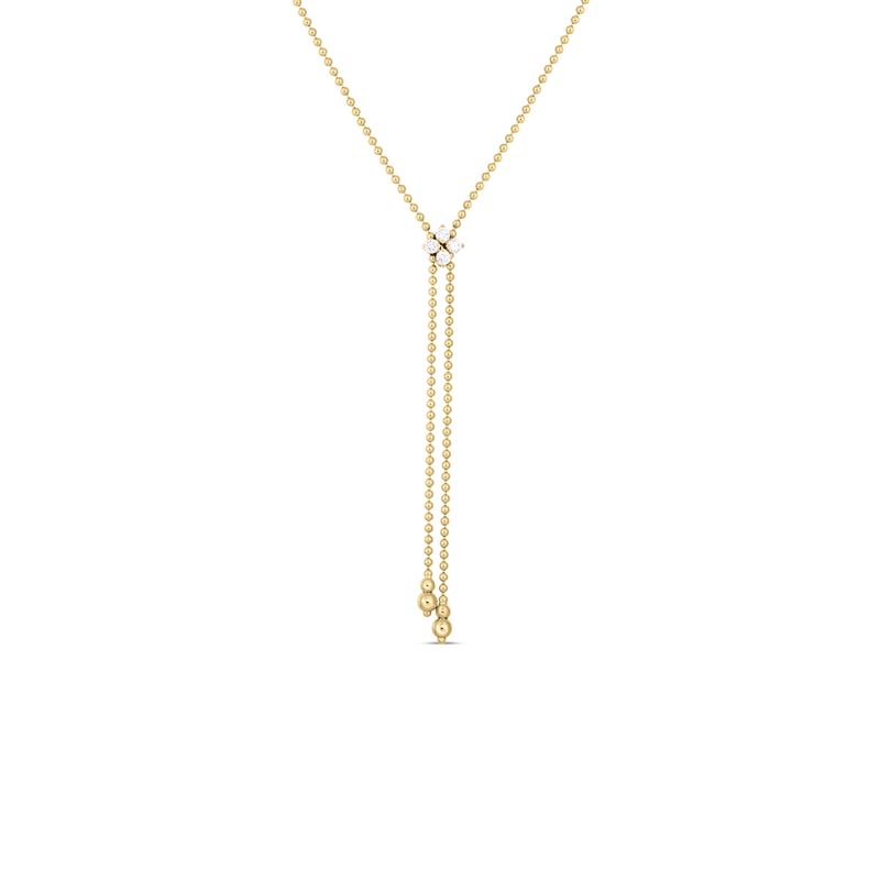 18K Yellow Gold Love In Verona Diamond Flower Lariat Necklace