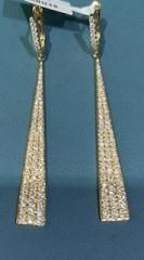 18K Yellow Gold Diamond Triangle Dangle Earrings 2.04Ct