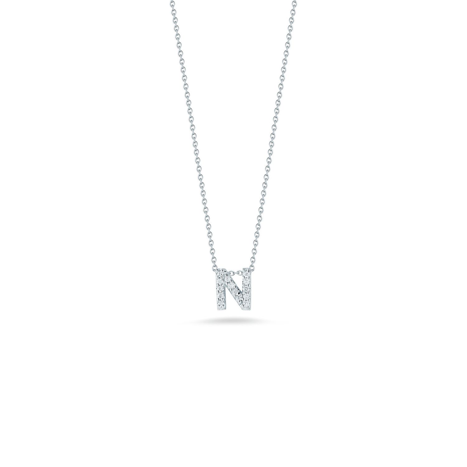 18K White Gold Tiny Treasures Diamond Love Letter "N" Necklace