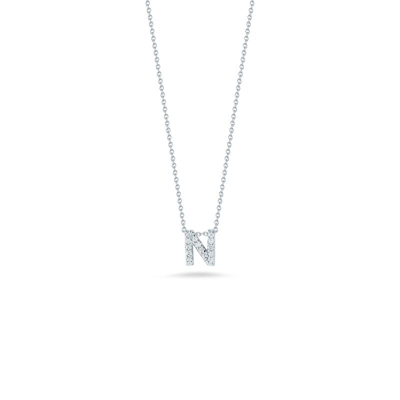 18K White Gold Tiny Treasures Diamond Love Letter "N" Necklace