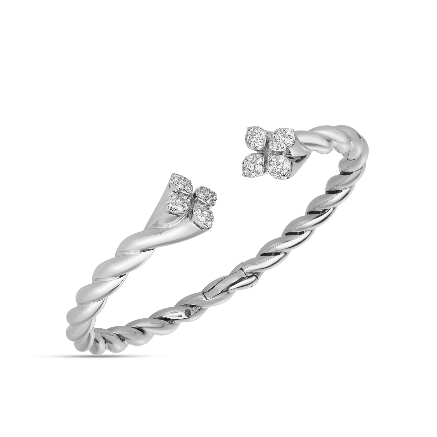 18K White Gold Love In Verona Twisted Bangle With Diamonds