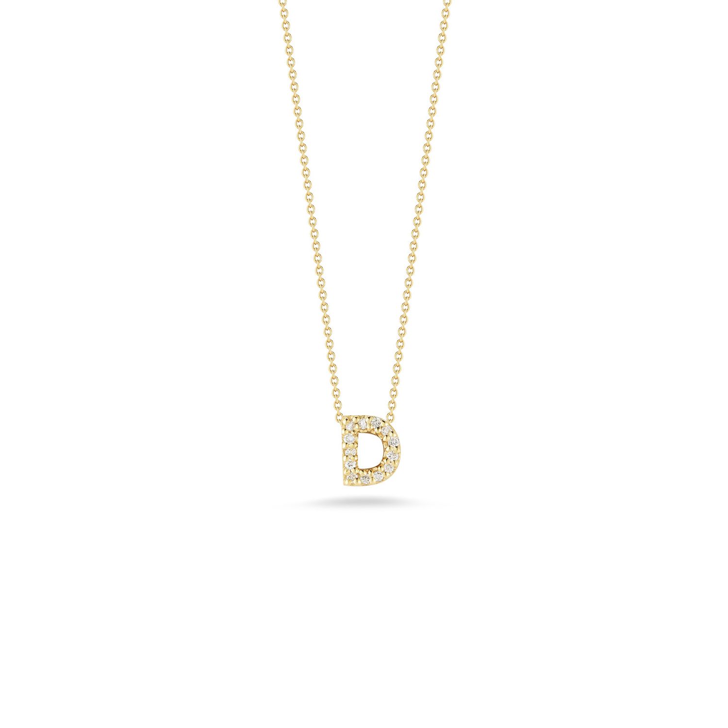 18K Yellow Gold Tiny Treasures Diamond Love Letter "D" Necklace