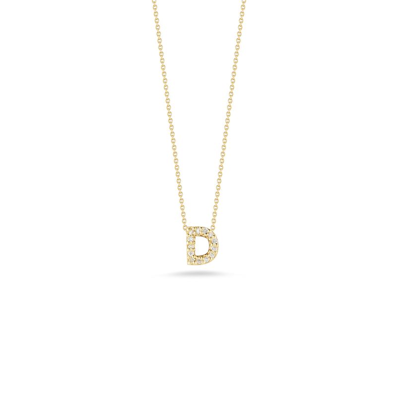 18K Yellow Gold Tiny Treasures Diamond Love Letter "D" Necklace