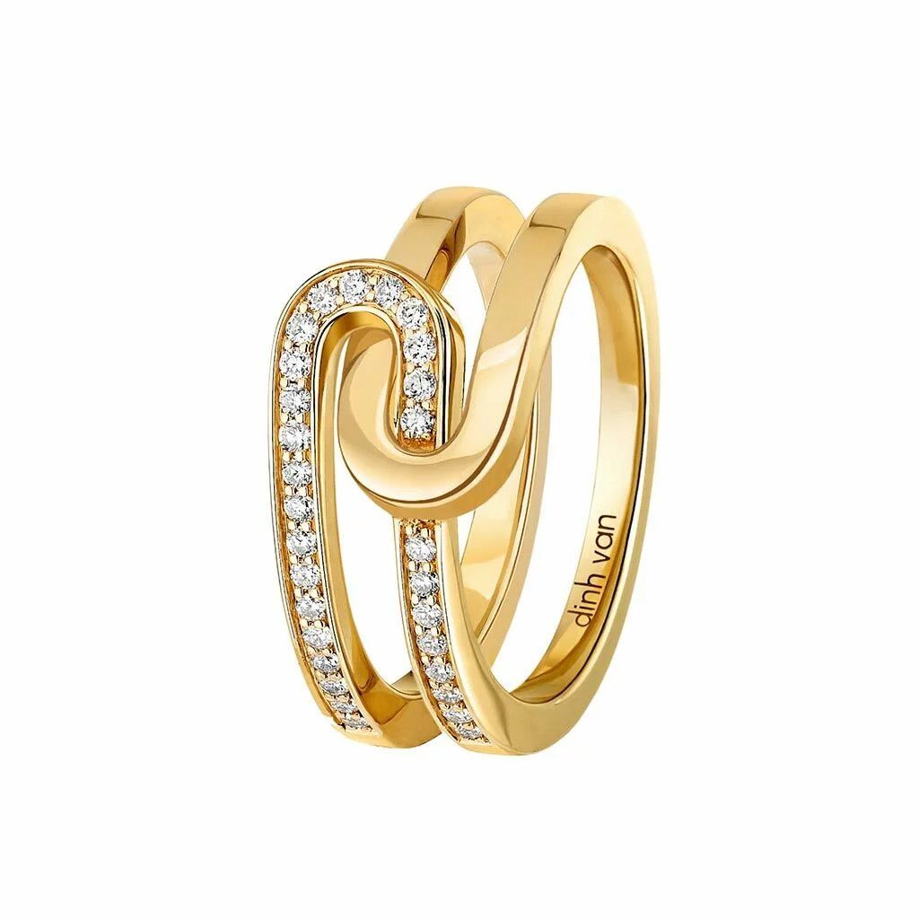 dinh van Maillon Small 18K Yellow Gold Diamond Star Ring