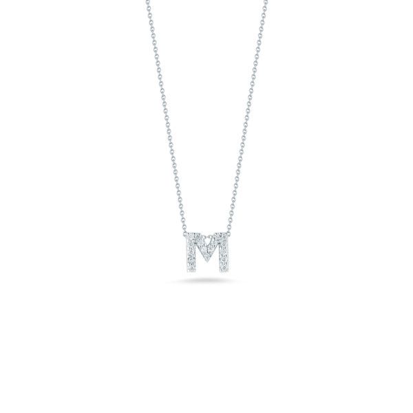 18K White Gold Tiny Treasures Diamond Love Letter "M" Necklace