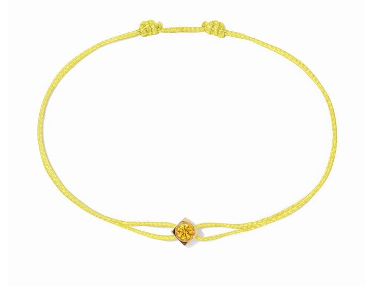 18K Yellow Gold Le Cube Diamond Yellow Sapphire Cord Bracelet
