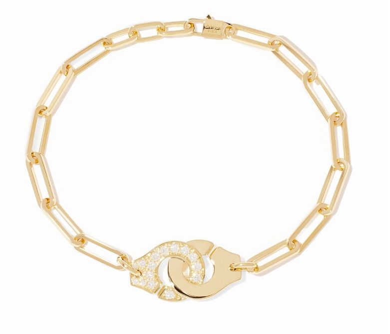 18K White Gold Menottes Diamond R12 Mixed Link Bracelet