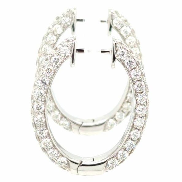 18K White Gold 3.86CT Diamond Pave Oval Earrings