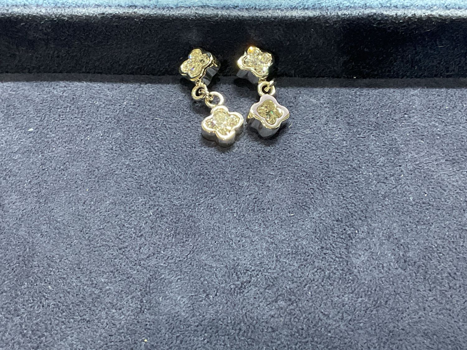 14K White Gold 2 Station Diamond Stud Earrings