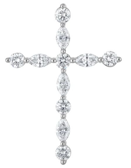 Mixed-Shape Diamond Cross Pendant on Chain