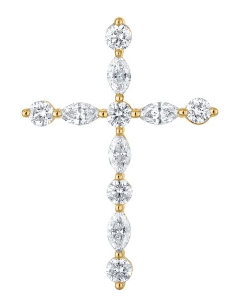 Mixed-Shape Diamond Cross Pendant on Chain
