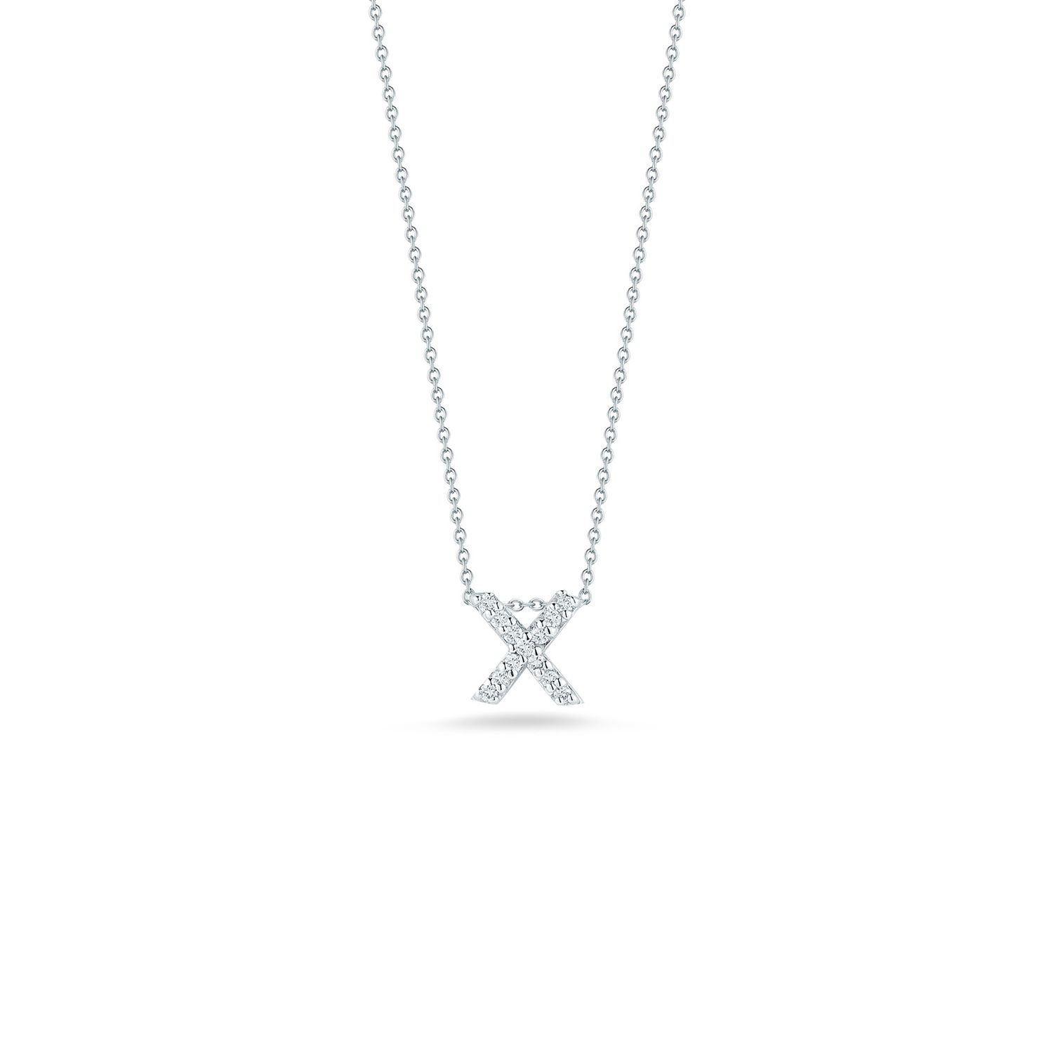 18K White Gold Tiny Treasures Diamond Love Letter "X" Necklace