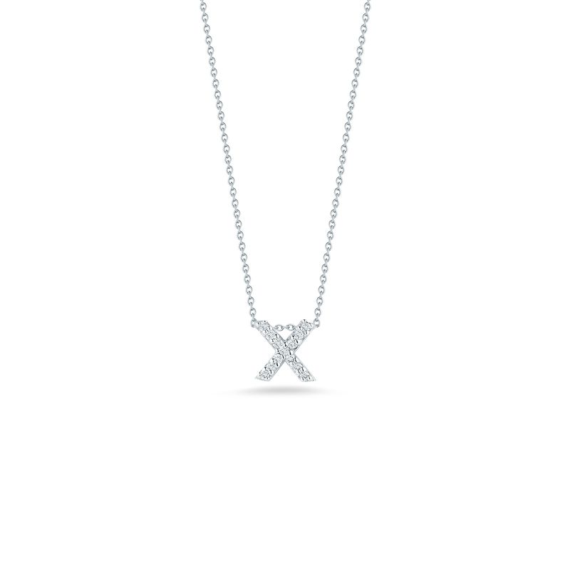 18K White Gold Tiny Treasures Diamond Love Letter "X" Necklace