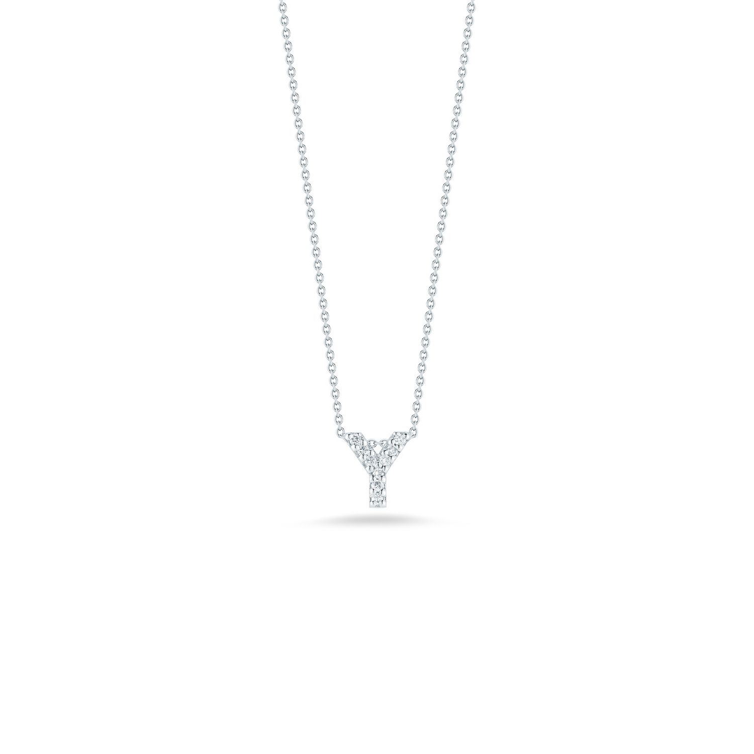 18K White Gold Tiny Treasures Diamond Love Letter "Y" Necklace