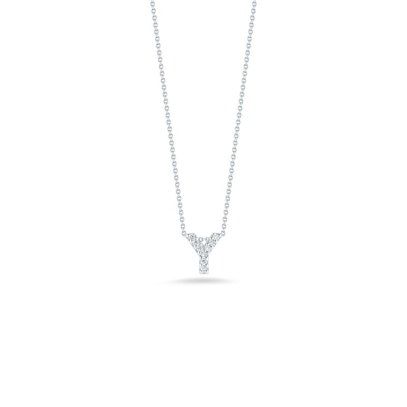 18K White Gold Tiny Treasures Diamond Love Letter "Y" Necklace