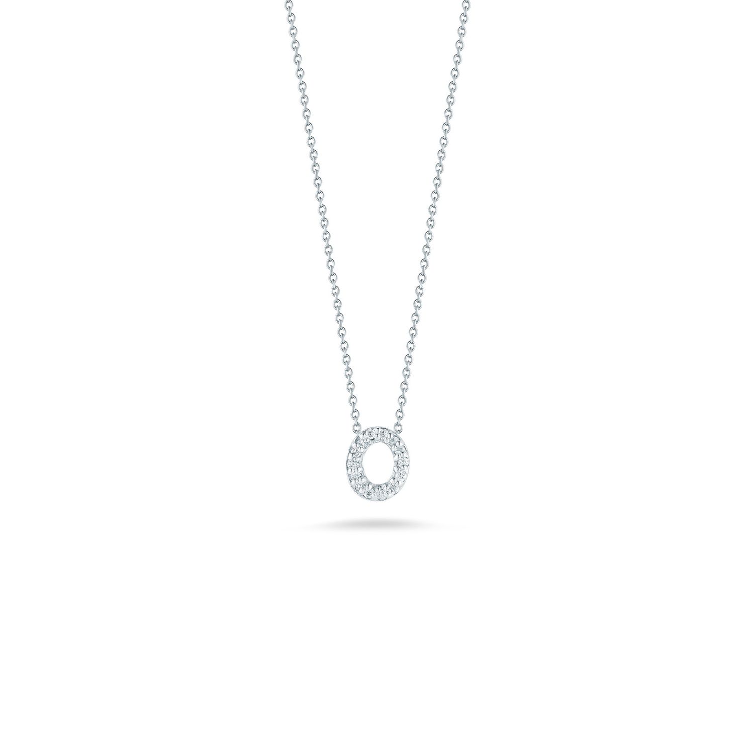 18K White Gold Tiny Treasures Diamond Love Letter "O" Necklace