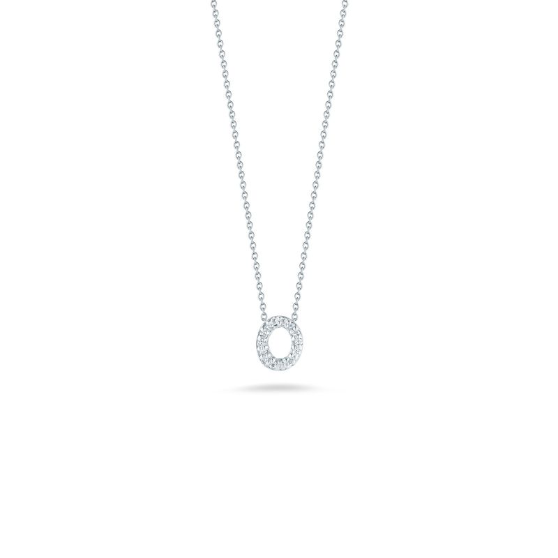 18K White Gold Tiny Treasures Diamond Love Letter "O" Necklace