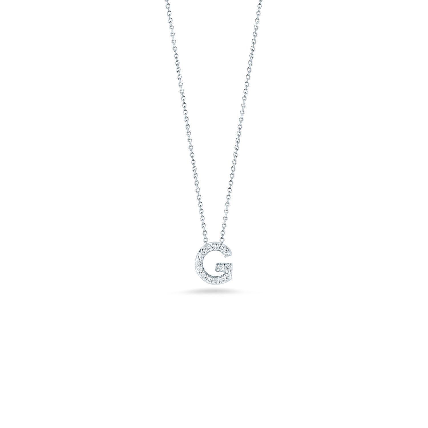 18K White Gold Tiny Treasures Diamond Love Letter "G" Necklace